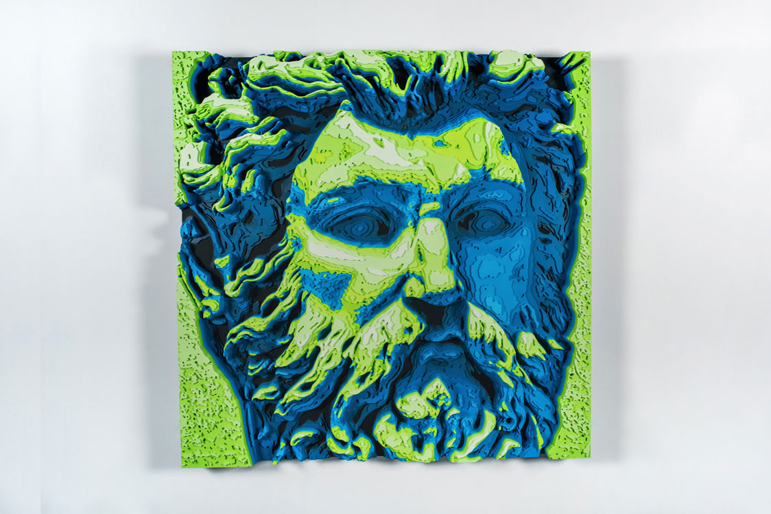 Neptune colored plywood art